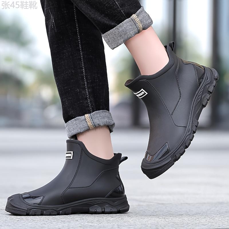 Men's Durable Ankle High Water Boots, Water Proof Rain Boots For All Seasons Rainy Day Outdoor Street Walking Gardening wellies Shoe