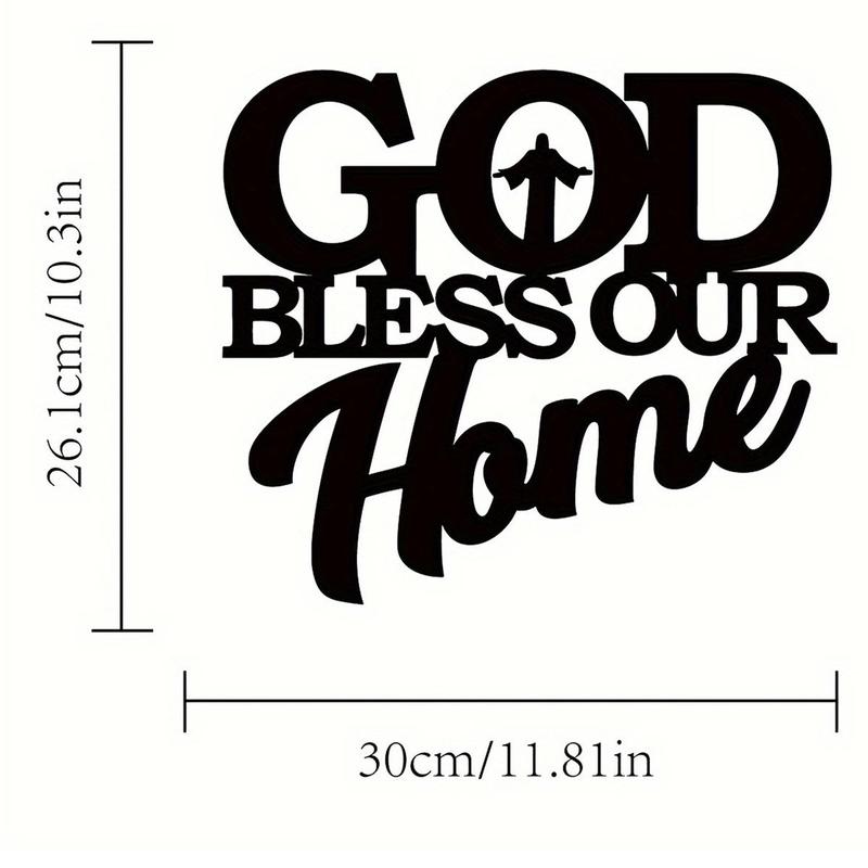 God Bless Our Home Letter Design Wall Decor, Creative Iron Wall Art, Wall Hanging Decor for Home Living Room Bedroom, Home Decor