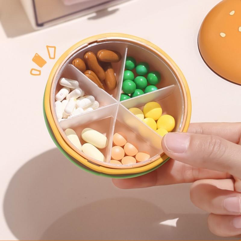 Burger Shaped Pill Box, 1 Count Portable Pill Storage Box, Cute Pill Organizer, Pill Storage Container for Home & Travel