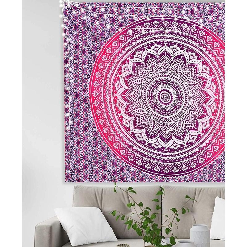 Popular Handicrafts Tapestry Wall Hanging Hippie Mandala Hippy Psychedelic Design Tapestries Bedspread 30 x 40 Inches (76 x 101 cms), Pink Purple Ombre