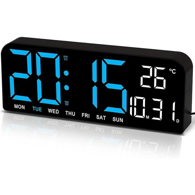 Digital Led Mirror Wall Clock Alarm Temperature Humidity 10