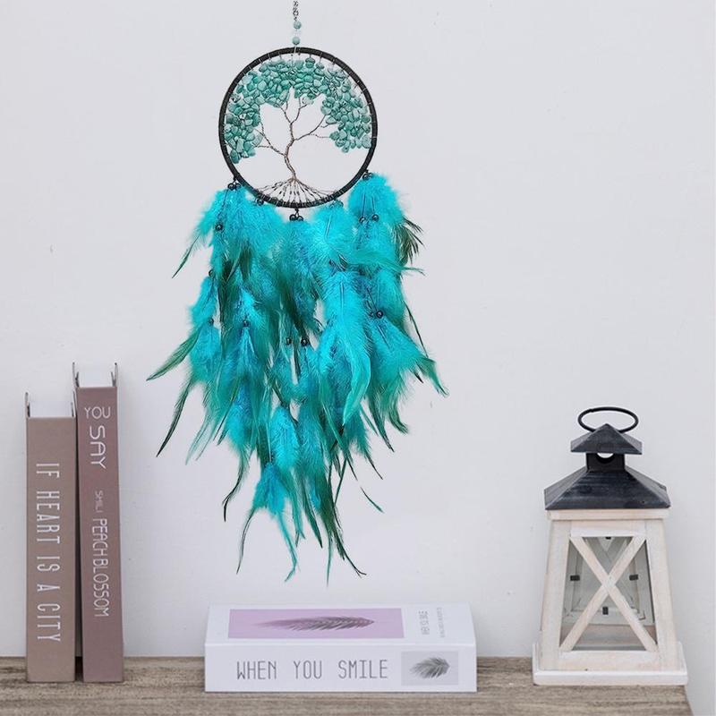 Tree Of Life Dream Catcher, 1 Count Handmade Feather Dream Catcher, Hanging Dream Catcher, Summer Gift Ideas, Vanity Decor Accessories