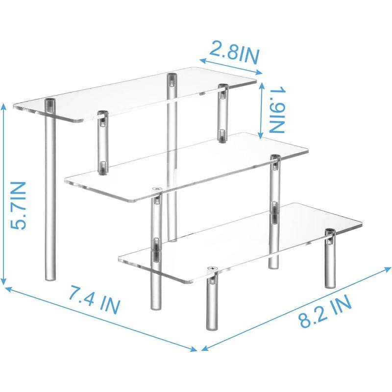 3 Tire Large Display Risers Stand, Clear Acrylic Perfume Display Stand Organizer, Shelf Risers for Display, Stands for Food, Tabletop Use Gift Racks