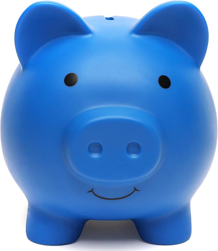 Cute Piggy ,   for Boys and Girls, 's Plastic Shatterproof Money BankChildren's  Gift Savings Jar (Dark Blue)