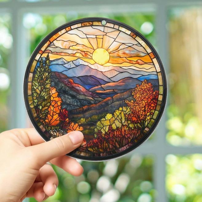 Smoky Mountains Suncatcher, Window Gift for Mothers, Acrylic Window Hangings, Home Ornaments Hangable Decoration, Birthday Gift for Her