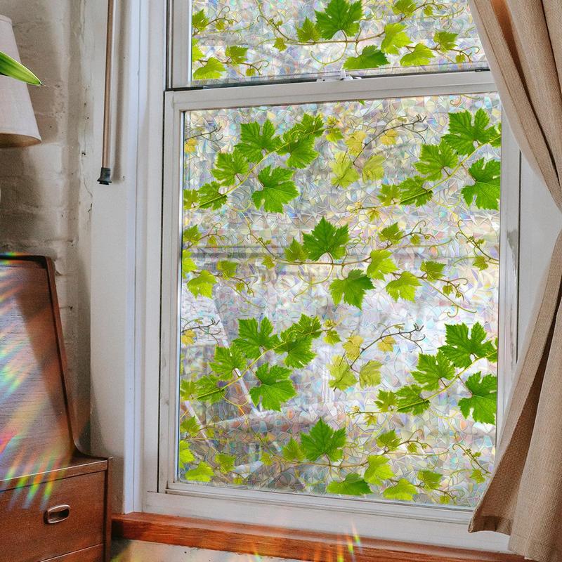 Leaf Pattern Static Cling Window Stickers, Static Window Sticker, Decorative Sticker for Home Living Room Bedroom