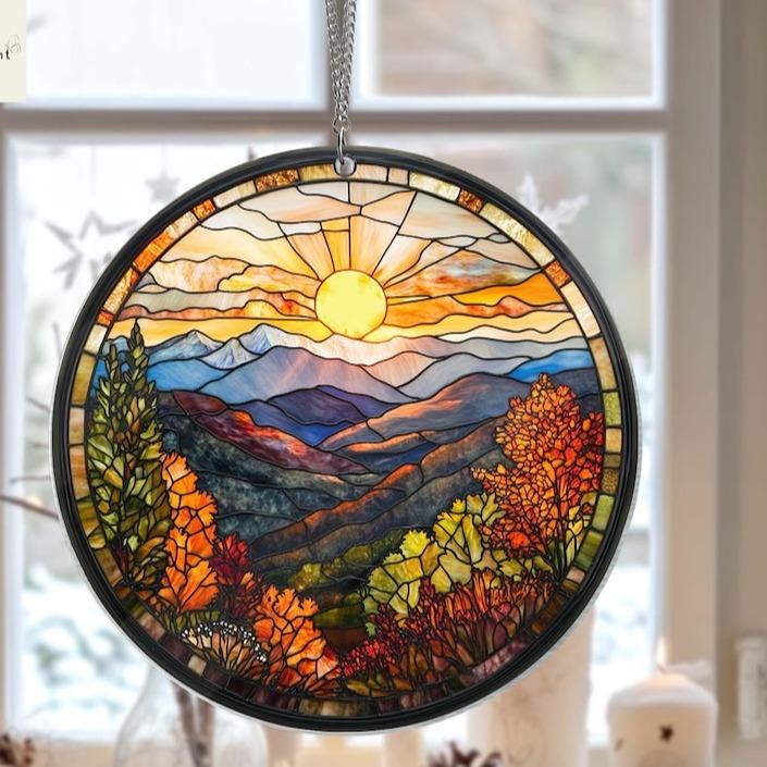 Smoky Mountains Suncatcher, Window Gift for Mothers, Acrylic Window Hangings, Home Ornaments Hangable Decoration, Birthday Gift for Her