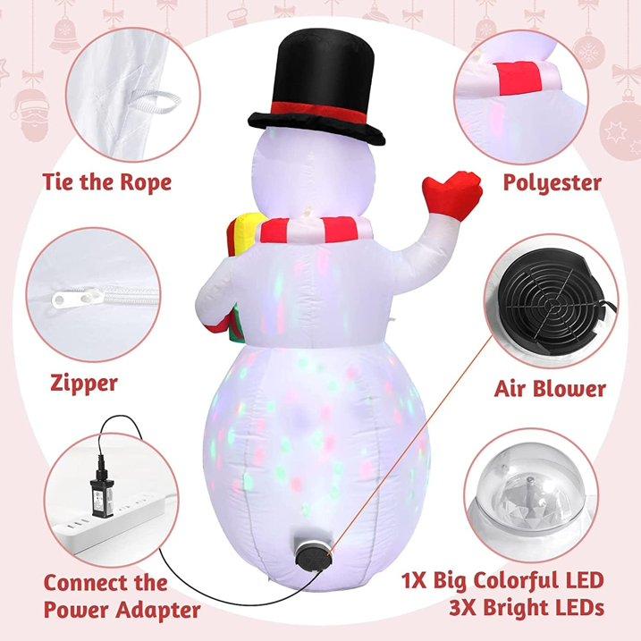 5FT Christmas Inflatables Snowman Outdoor Toys Blow Up Snowman With LED Lights Ornaments Decor Decoration christmas 2024 ornament