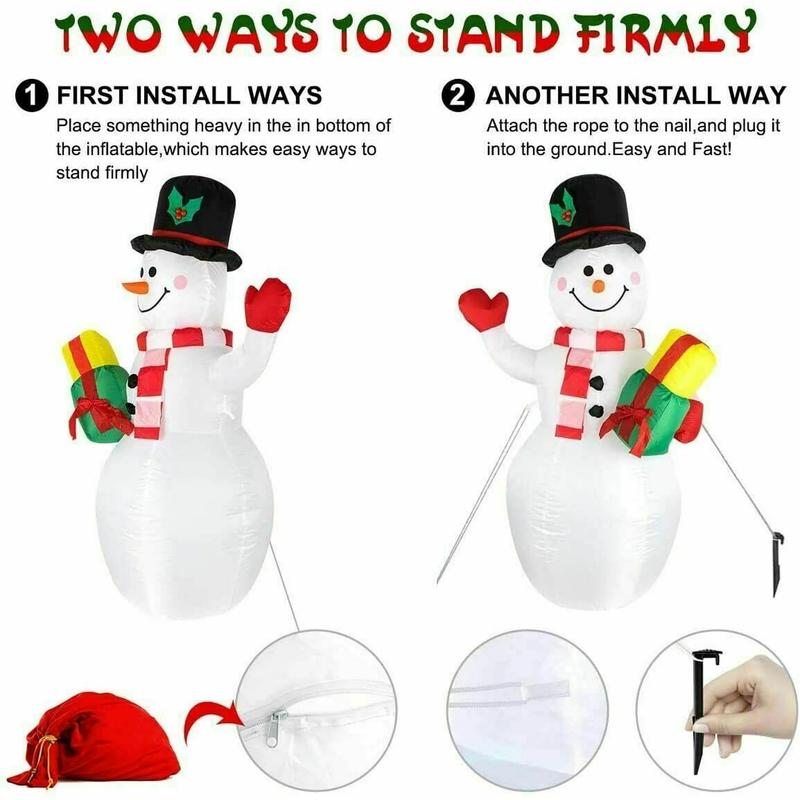 5FT Christmas Inflatables Snowman Outdoor Toys Blow Up Snowman With LED Lights Ornaments Decor Decoration christmas 2024 ornament