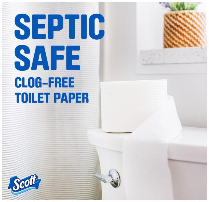 Scott ComfortPlus Toilet Paper, 12 Double Rolls, 231 Sheets per Roll, Septic-Safe, 1-Ply Toilet Tissue Pack Cleaning