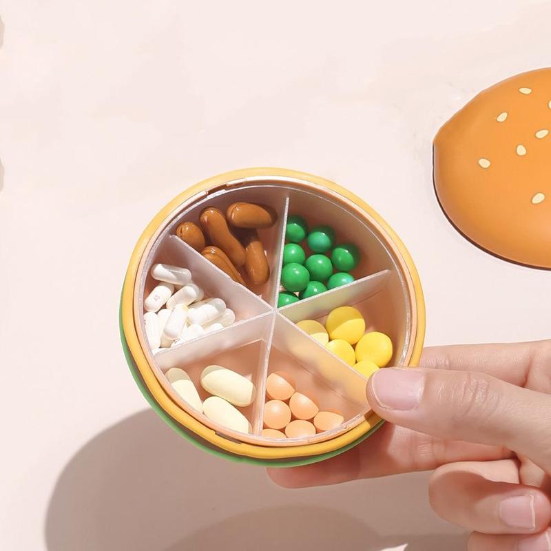 Burger Shaped Pill Box, 1 Count Portable Pill Storage Box, Cute Pill Organizer, Pill Storage Container for Home & Travel