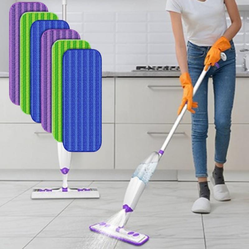 6 reusable mop pads compatible with Swiffer power mop, capable of cleaning dirt, debris, grease, pet hair, without damaging the floor, suitable for both dry and wet use