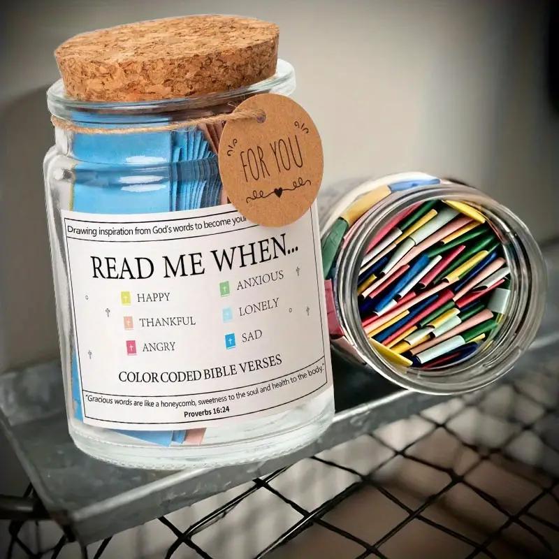 Bible Verse Jar,Read Me When Bible Verses Jar for Emotions and Feelings,Scripture Prayer Cards Hope Jar,Religious Graduation Gift,Bible Study Church Christian Gifts for Women Men Mom Dad Friend