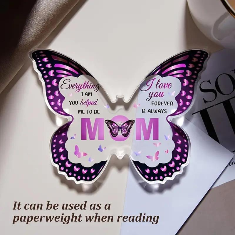 Butterfly Design Acrylic Plaque, Creative Letter Design Desktop Ornament, Home Decor Gift for Mom