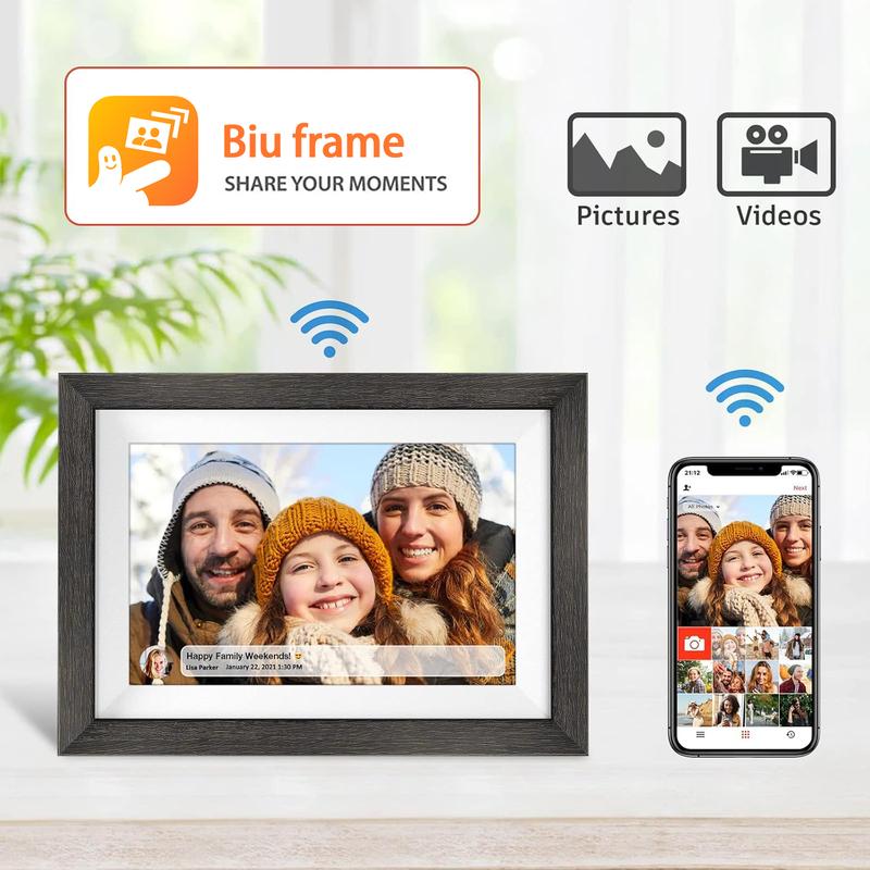 EKoio Digital photo frame,Christmas gift box,Gift ideas,10.1 Inch WiFi Digital Picture Frame,1280 * 800IPS HD Cloud Smart Digital Photo Frame,32GB Storage, Wall Mountable, Auto-Rotate,Easy to Share Photos or Videos via free APP,Decor,Wood,Wedding