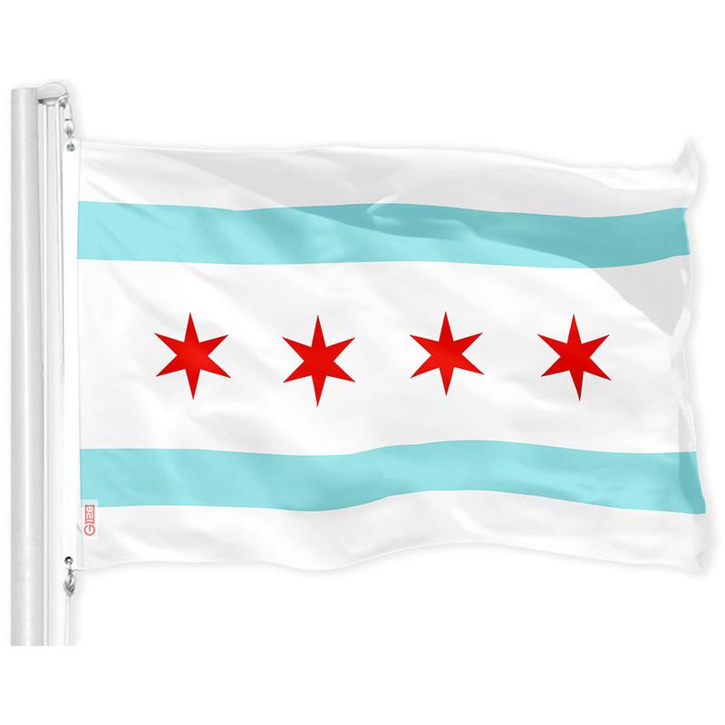 G128 Chicago City Flag | 3x5 feet | Printed 150D Quality Polyester