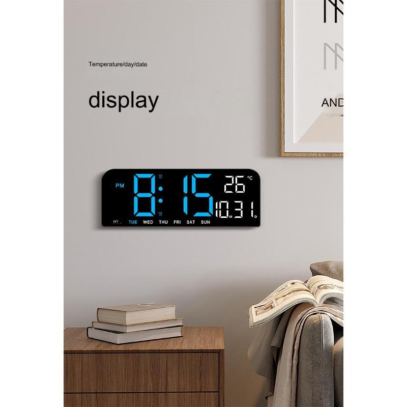 Digital Led Mirror Wall Clock Alarm Temperature Humidity 10