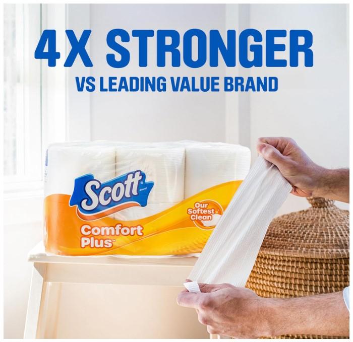 Scott ComfortPlus Toilet Paper, 12 Double Rolls, 231 Sheets per Roll, Septic-Safe, 1-Ply Toilet Tissue Pack Cleaning