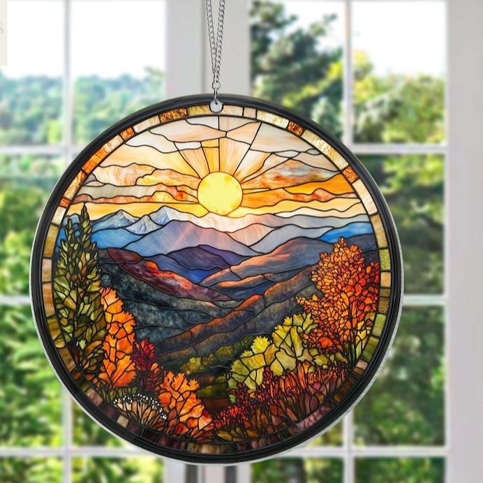 Smoky Mountains Suncatcher, Window Gift for Mothers, Acrylic Window Hangings, Home Ornaments Hangable Decoration, Birthday Gift for Her