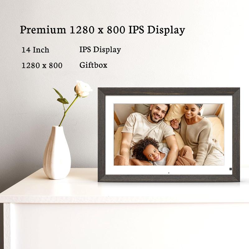 BSIMB 14'' Digital Photo Frame 32GB - Upload Photos&Videos from Anywhere via App Email, Perfect Must Have Christmas Love Gifts for Friends Family, Easy to Use with Touch Screen Picture Frame, Premium HD IPS，Your Home Decor, Christmas gift