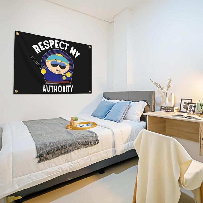 Respect My Authority Flag 2x3FT Double Printed Funny Flag Banner Tapestry Dorm Room Home College Decor 4 Shiny Brass Grommets 100% Polyester