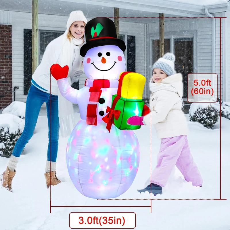 5FT Christmas Inflatables Snowman Outdoor Toys Blow Up Snowman With LED Lights Ornaments Decor Decoration christmas 2024 ornament