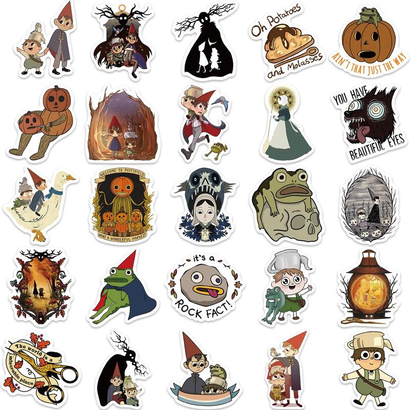 Over The Garden Wall Themed Sticker, 50pcs set Waterproof Self Adhesive Decor Paper, Decor Sticker for Gift Greeting Card Water Bottle Laptop Phone