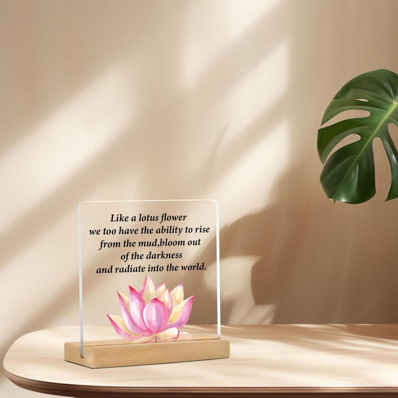 Lotus Pattern Acrylic Desktop Ornament, Lotus Flower Decorative Ornament, Inspirational Gift for Women, Home Decor for Living Room Bedroom Office