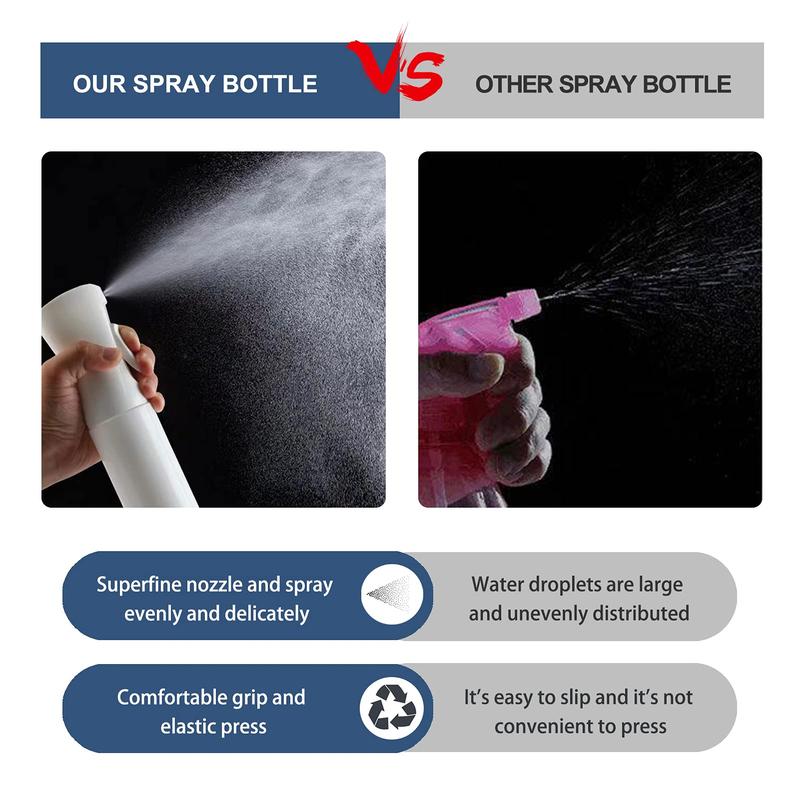 Continuous Spray Bottle with Ultra Fine Mist - Versatile Water Sprayer for Hair, Home Cleaning, Salons, Plants, Aromatherapy, and More - Empty Hair Spray Bottle (Clear - 7.04oz (2 Pack)