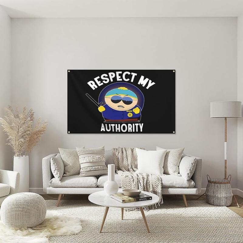 Respect My Authority Flag 2x3FT Double Printed Funny Flag Banner Tapestry Dorm Room Home College Decor 4 Shiny Brass Grommets 100% Polyester