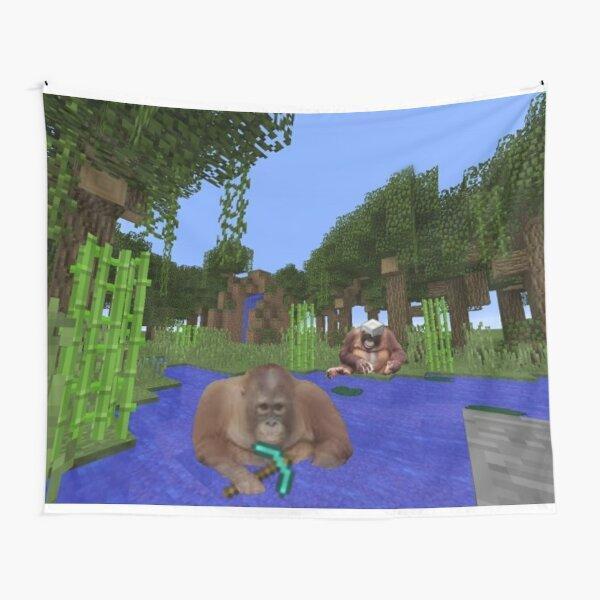 Minecraft Monkey Tapestry Polyester Tapestry 3x5ft Flag- Living Room and Bed Room  Indoor&Outdoor Decor, Vivid Colors & Viral Designs, Easy Hanging