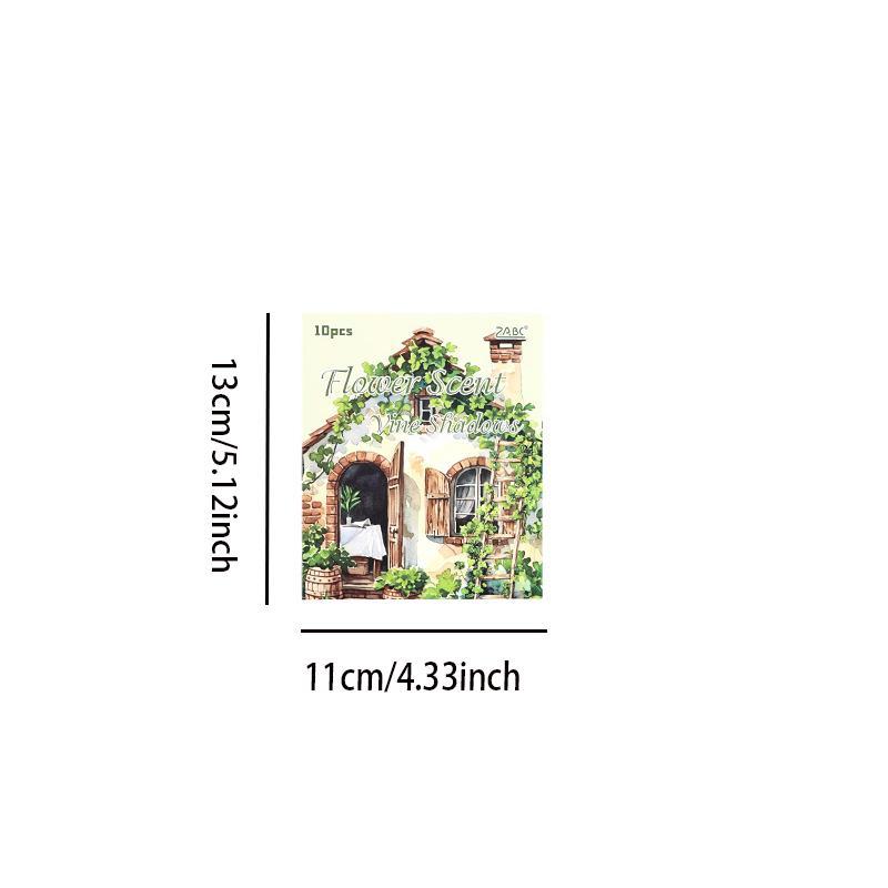 Flower House Sticker, 10pcs set Garden Dreamtalk Adhesive Paper, Decoration for Handbook Diary Gift Box Greeting Card