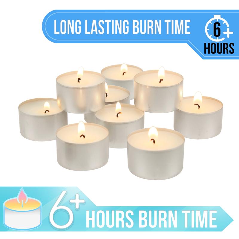 Unscented Long Burning Tealight Candles with 6-7 Hour Burn Time, 300 Pack, White