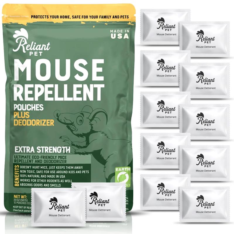 Reliant Pet - Mouse Repellent Pouches - 12 Pack - Made With Peppermint - Pet Safe