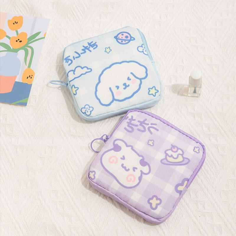 Cute Cartoon Pattern Storage Bag, 1 Count Portable Dustproof Sanitary Pad Storage Bag, Mini Bags for Women, Multifunctional Storage Bag for Home