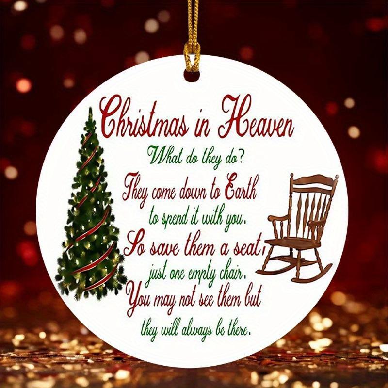 Christmas in Heaven Themed Round Ornament, 1 Count Single-sided Acrylic Memorial Ornament, Festive Decorations, Christmas Tree Decorations, Home Decor