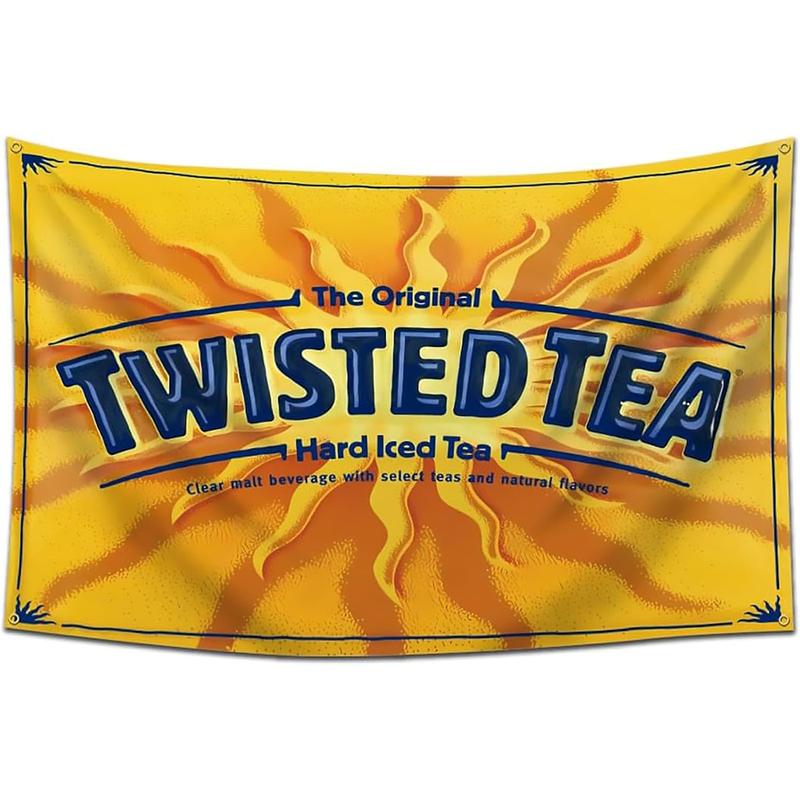 Twisted Tea 3x5Ft Flag Tapestries with 4 Bass Gromments Vivid Color Room Garden Store Decor for Bedroom Room Wall Decorations Indoor Outdoor Banner