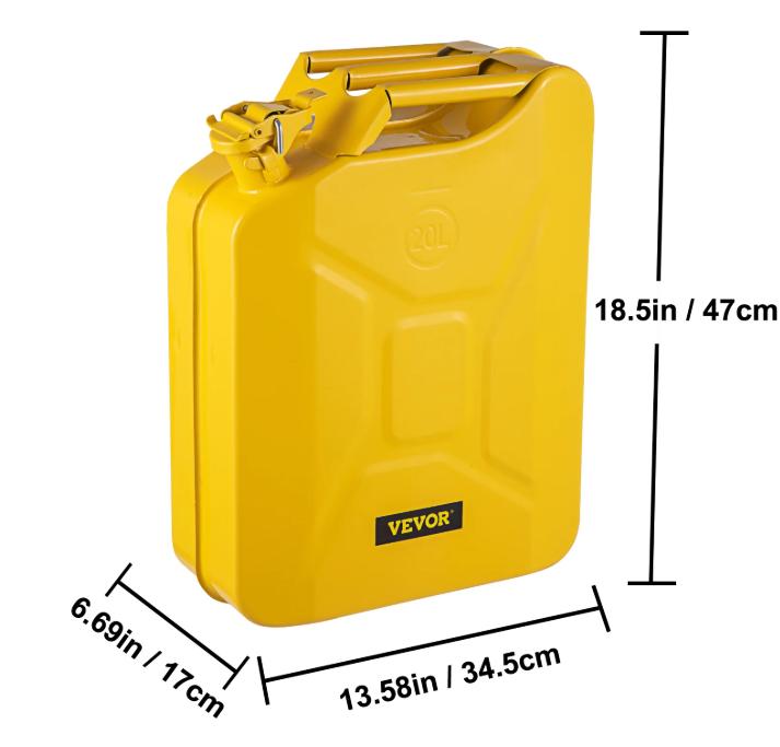 VEVOR Jerry Fuel Can, 5.3 Gallon   20 L Portable Jerry Gas Can, Yellow - Bottles, Organiser