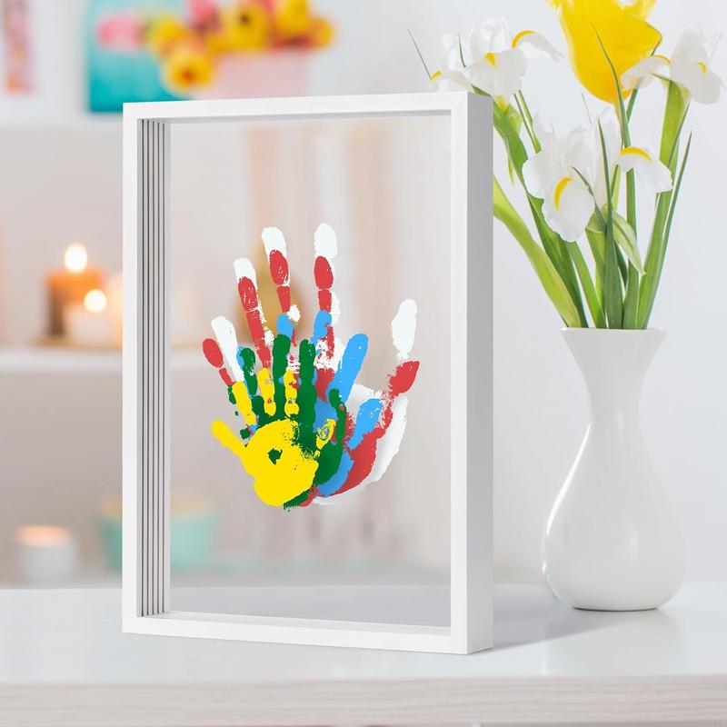 Handprint Photo Frame, 1 2 Sets DIY Handprint Photo Frame with Paint and Acrylic Board, Creative Photo Frame for Home Decor, Gift for Family & Friend