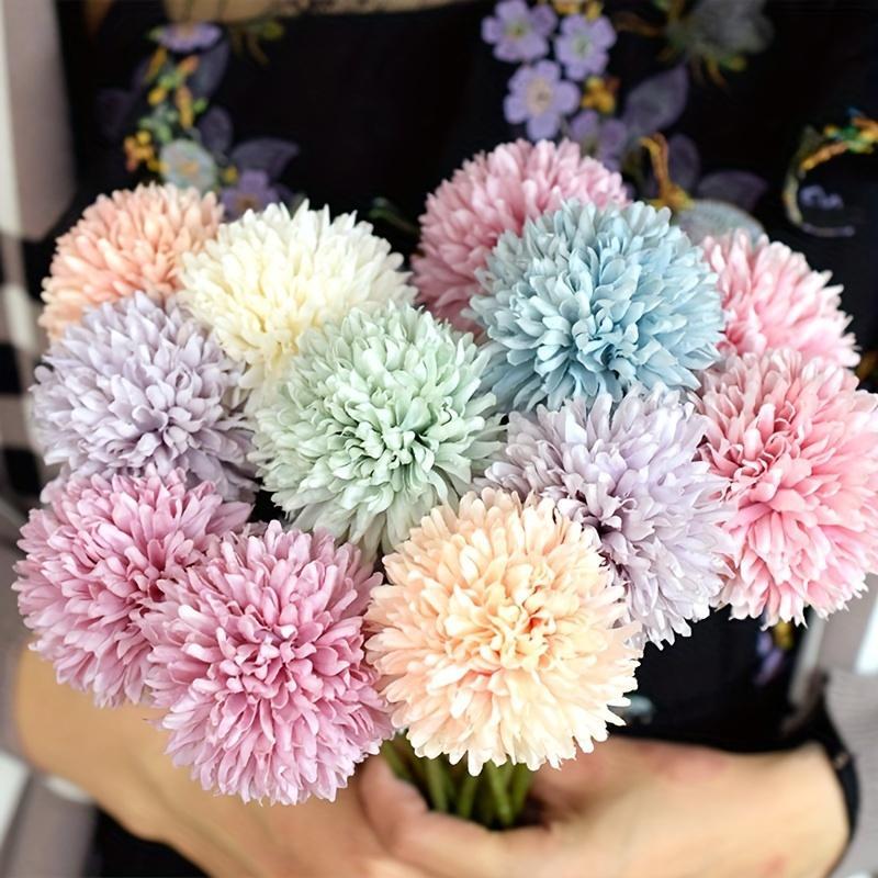 Simulation Ball Chrysanthemum Dandelion (1 Set), Simulated Flower Decoration, Faux Flower For Home Party Wedding Decor