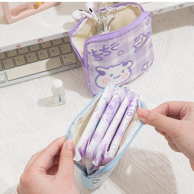 Cute Cartoon Pattern Storage Bag, 1 Count Portable Dustproof Sanitary Pad Storage Bag, Mini Bags for Women, Multifunctional Storage Bag for Home