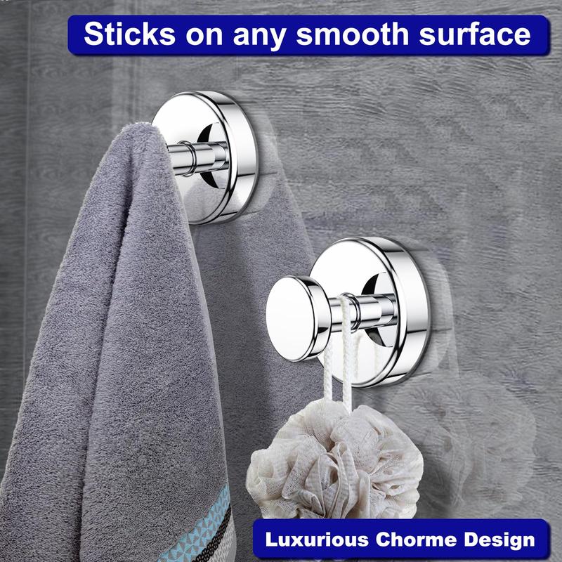 Stainless Steel Suction Cup Hook, 1 Count Waterproof Shower Hook, Wall Mounted Hook for Hanging Towels, Loofah, Robe, Coat