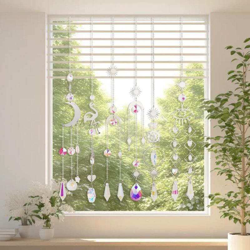 Creative Hanging Decor, 6pcs set Artificial Crystal Suncatcher Hanging Ornament, Sun Catcher Pendant for Home Window Door