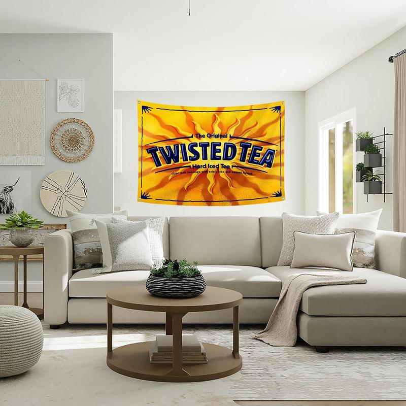 Twisted Tea 3x5Ft Flag Tapestries with 4 Bass Gromments Vivid Color Room Garden Store Decor for Bedroom Room Wall Decorations Indoor Outdoor Banner