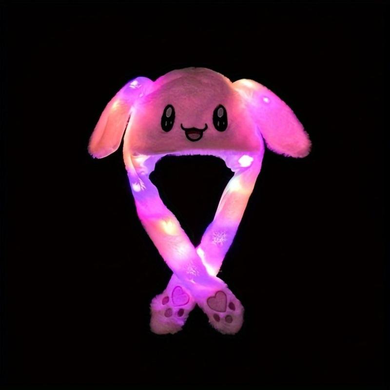 Cute Cartoon Rabbit Design Glowing Hat, 1 Count Luminous Rabbit Ear Hat, Party Decoration Supplies for Girls & Boys, Gifts for Him, Gifts for Kids, Birthday Gift