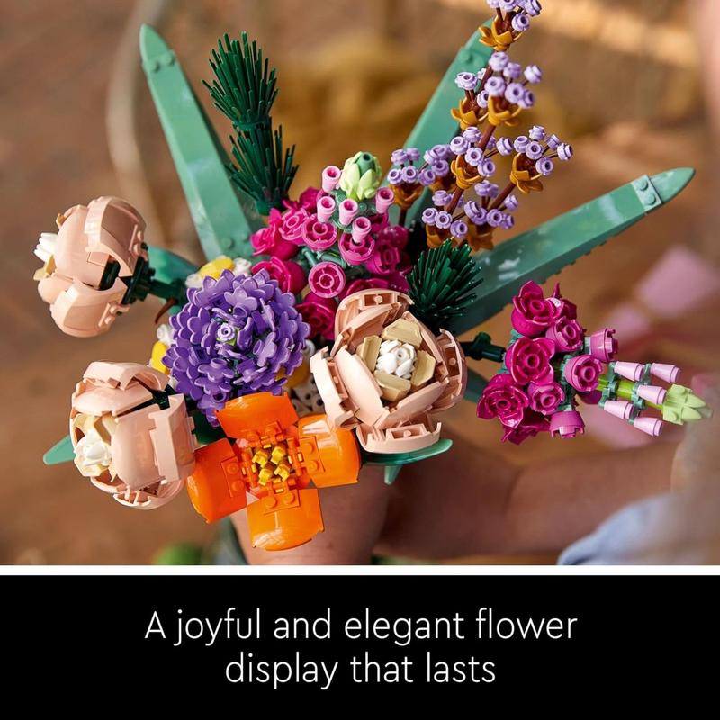 Bouquet Building Set - Artificial Flower Roses, Plant Collection and Table Art Ornaments Decorative Flowers Artificial Birds Fruit Leaves Plant Decor