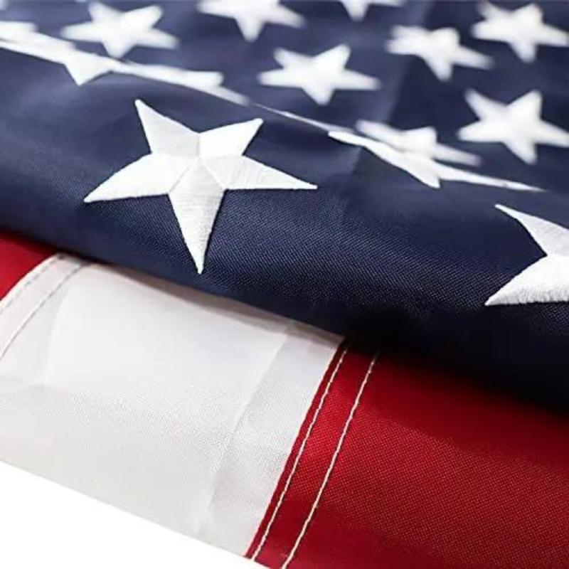 American Flag 3x5 FT Outdoor USA Heavy duty US Flags with Embroidered Stars, Sewn Stripes and Brass Grommets 3x5 Feet Strong Long Lasting USA Flag Wall Decoration Holiday Decor