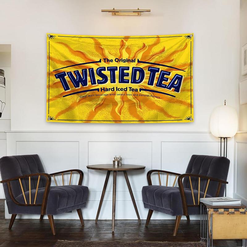 Twisted Tea 3x5Ft Flag Tapestries with 4 Bass Gromments Vivid Color Room Garden Store Decor for Bedroom Room Wall Decorations Indoor Outdoor Banner