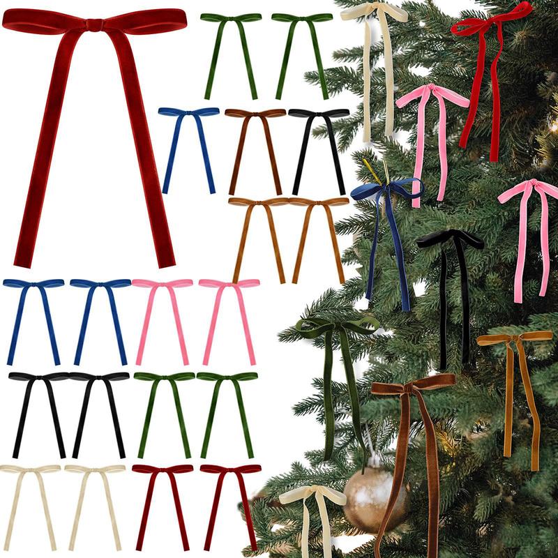 12pcs 24pcs Velvet Christmas Tree Bows Hangings for Wreaths, Christmas Trees, Gifts and Home Decor, Great for Christmas, Weddings, Indoors and Outdoors