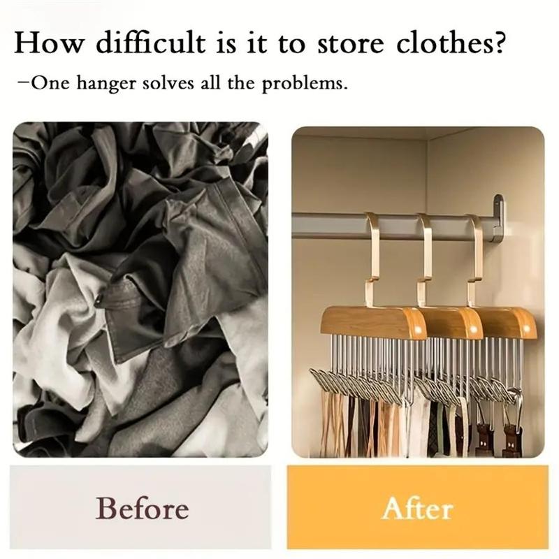 Wooden Hanger with 360° Rotatable Hook, 1 Count Clothes Hanger, Home Organizer for Bedroom Wardrobe Closet